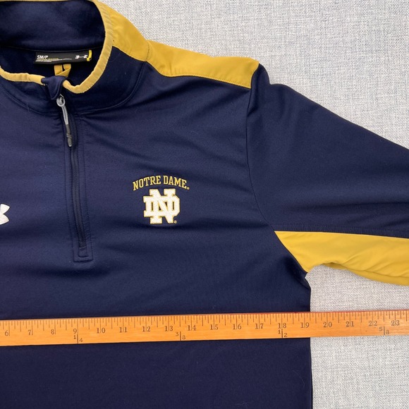 Under Armour Notre Dame ColdGear 1/4 Zip Pullover Men Small Navy Gold Collegiate - Picture 5 of 10